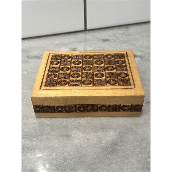 Other - Vintage Wooden Trinket Jewelry Box Hand Carved Hand‎ Made- European
